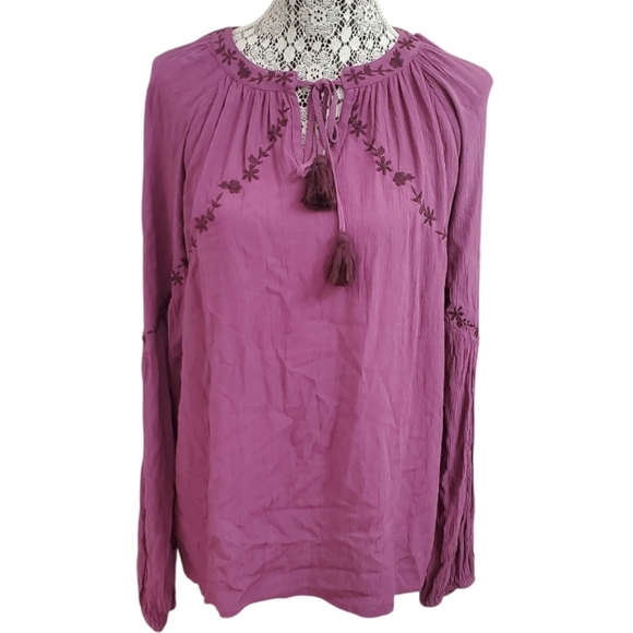NWT Knox Rose Women's Bohemian Peasant Embroidered Blouse Top M - Picture 3 of 6